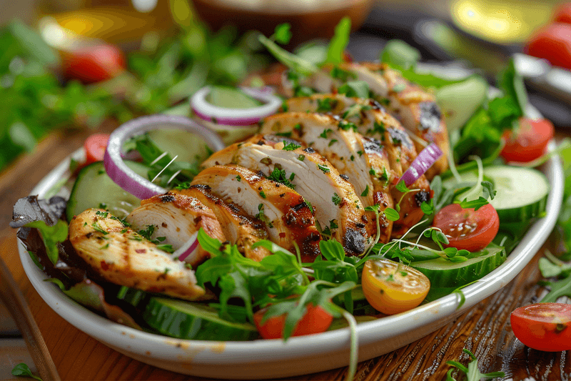 Baked Marinated Chicken Salad with Mozzarella & Vinaigrette