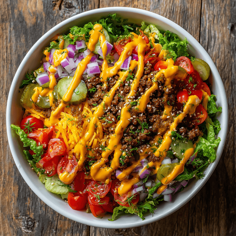Big Mac Style Healthy Burger Bowl - No Bun Needed