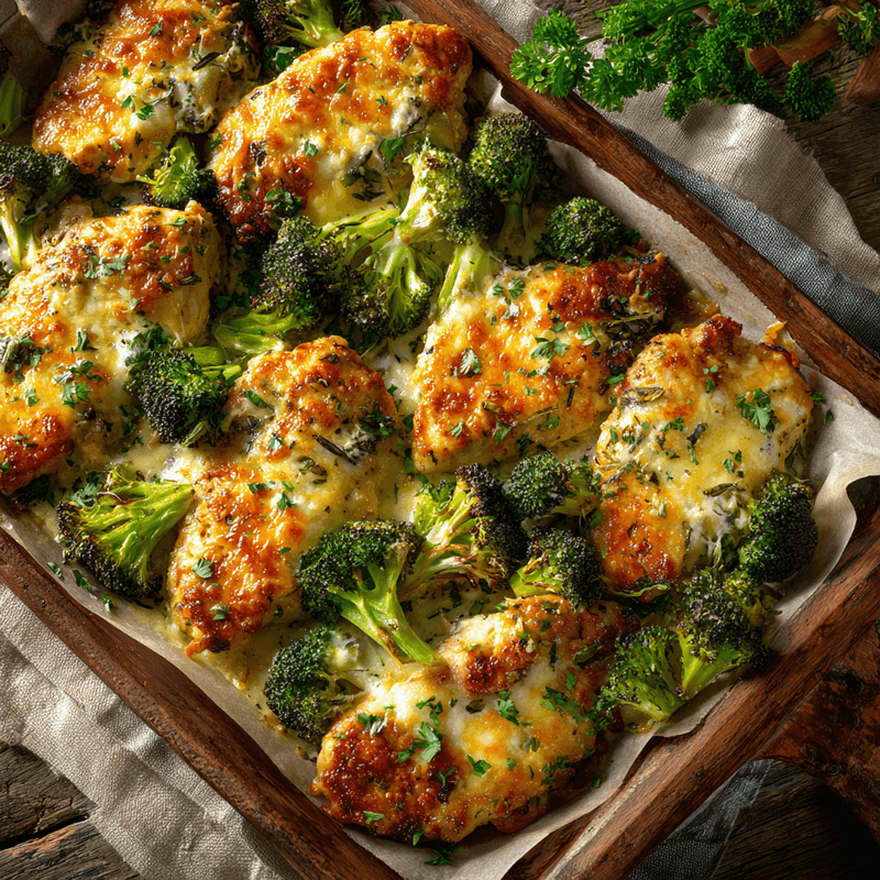 Cheesy Ranch Chicken and Broccoli Sheet Pan Dinner