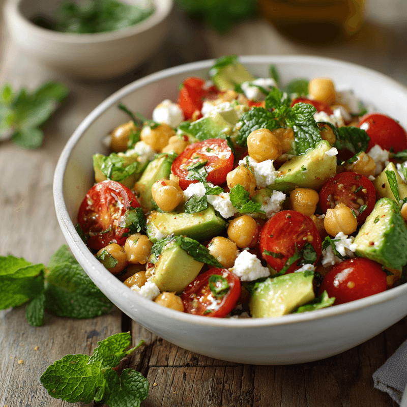 Chickpea Feta Avocado Salad | Simple Tasty Recipes