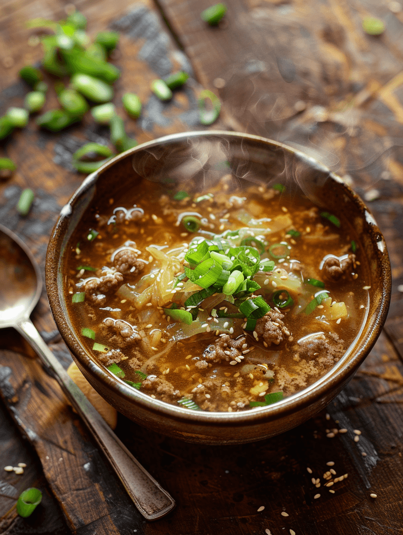 Cozy One-Pot Egg Roll Soup with Green Onions and Ginger