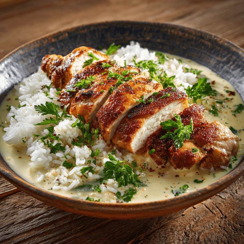 Creamy Garlic Chicken Rice Bowls Recipe | Easy & Delicious