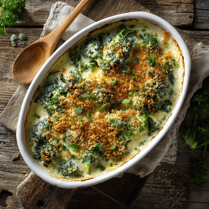 Creamy Spinach Broccoli Cheese Casserole Recipe