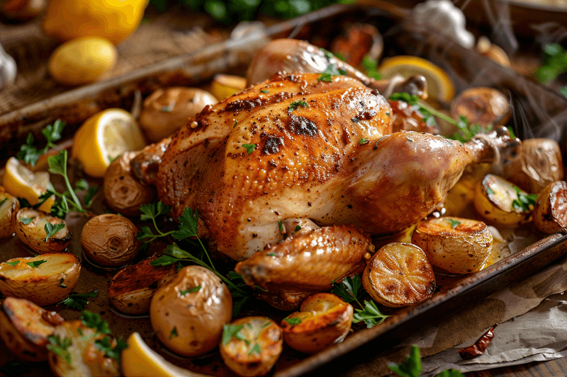 Crispy One-Pan Lemon Herb Spring Chicken with Potatoes