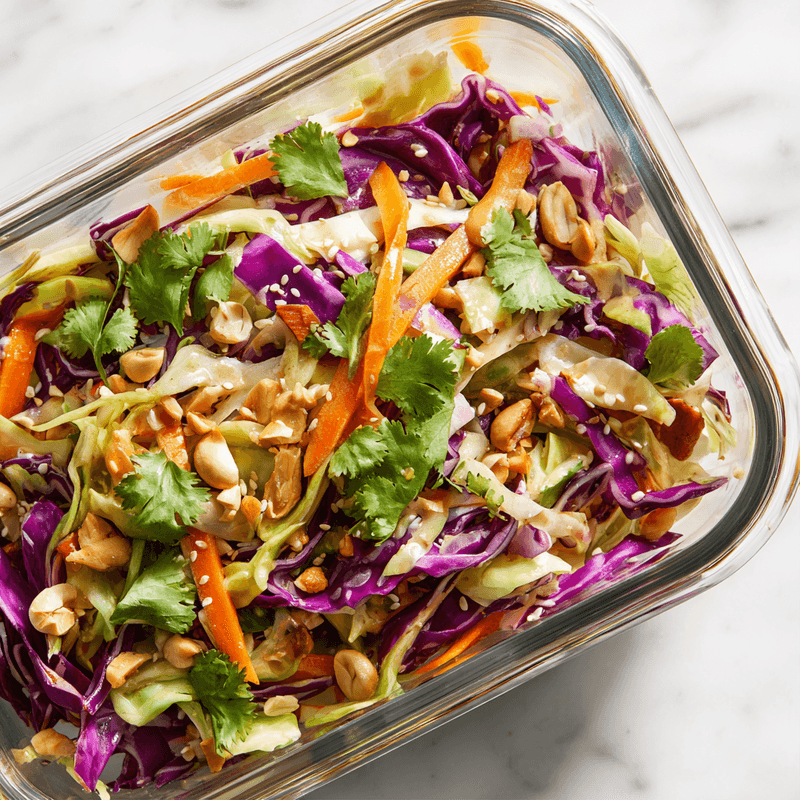Crunchy Asian Cabbage Slaw Meal Prep | Thai Slaw Recipe