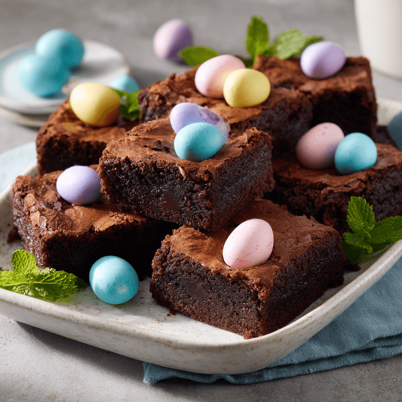 Easy Easter Brownies with Pastel Chocolate Egg Topping