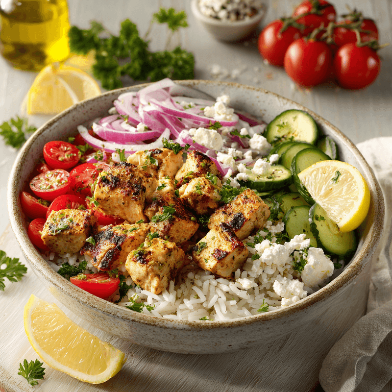 Easy High Protein Mediterranean Chicken Bowls Recipe