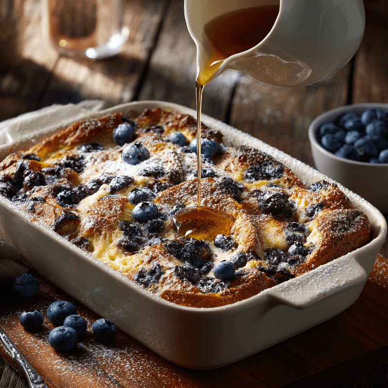 Easy Overnight Blueberry Pancake Casserole Recipe