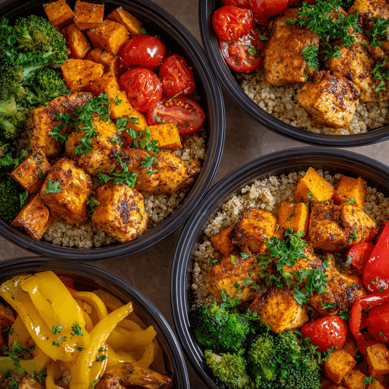 Healthy Lemon Garlic Chicken Meal Prep Bowls Recipe