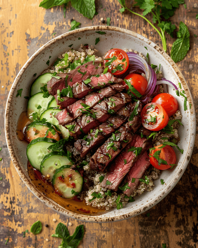 Healthy Steak Bowl Recipe | Mediterranean Diet Inspired