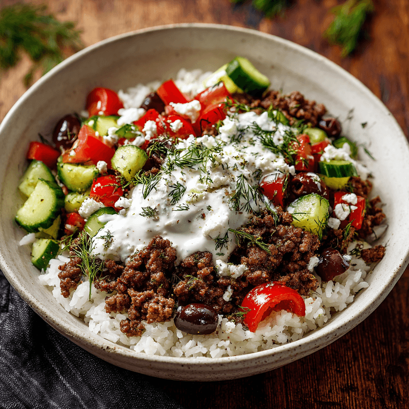 Homemade Greek Ground Beef Rice Bowl – Easy Dinner
