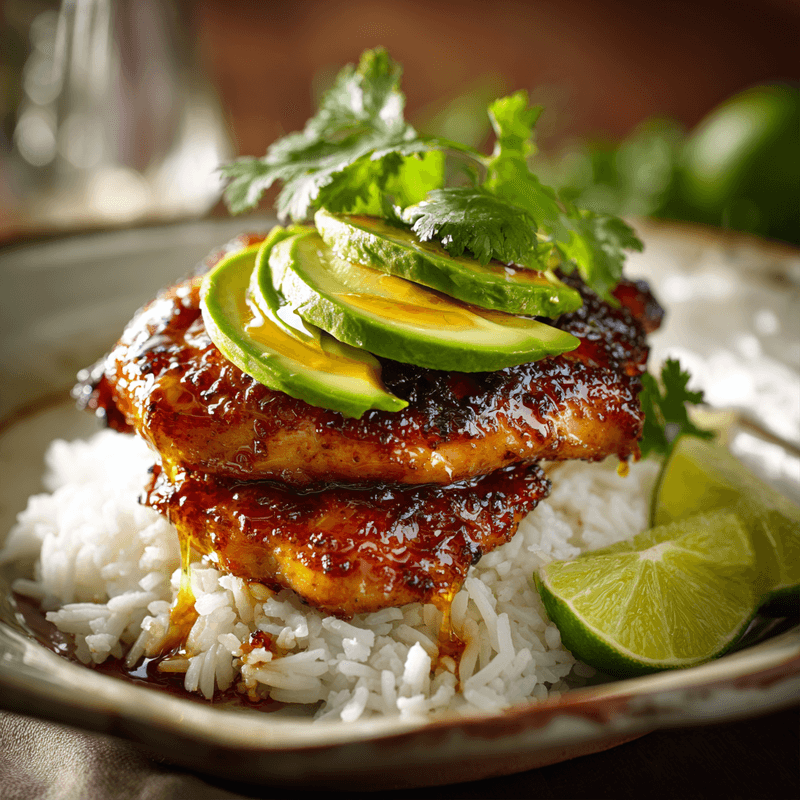 Honey Lime Chicken & Avocado Rice Stack Recipe