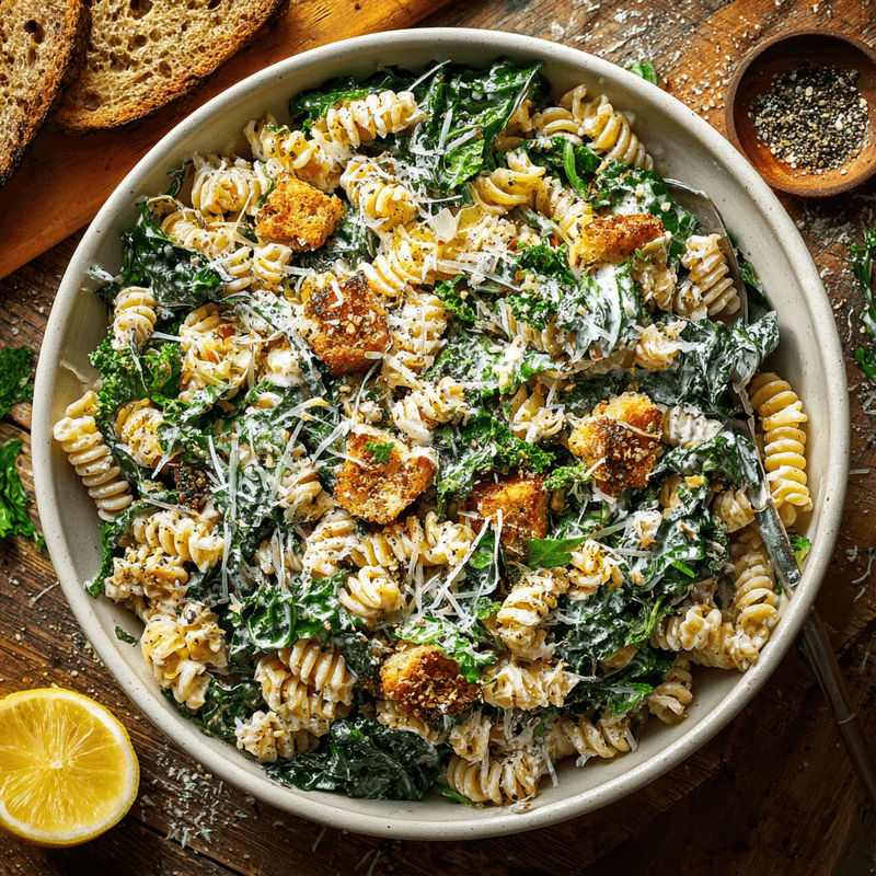 Kale Caesar Pasta Salad: Healthy & Delicious