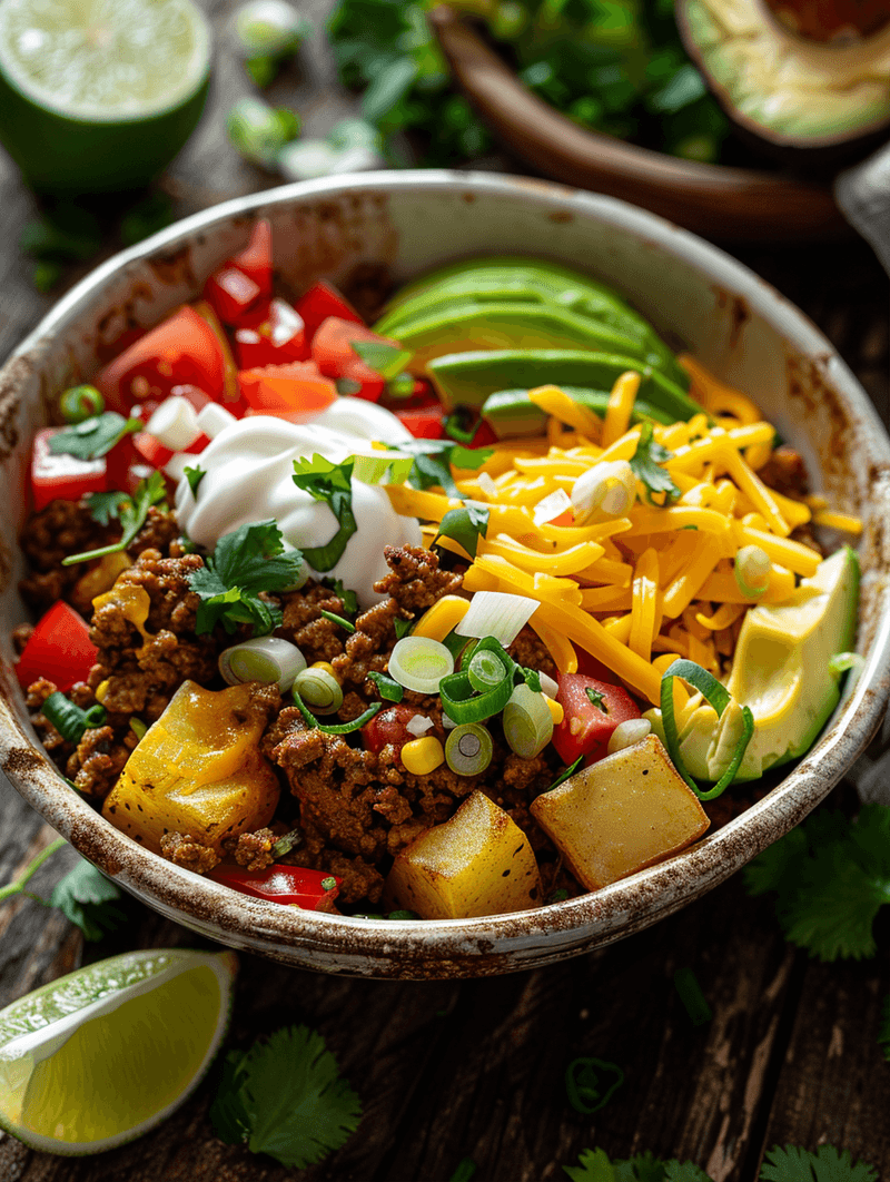 Loaded Potato Taco Bowl - Prepper Protein Recipe