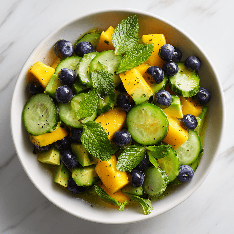 Mango Cucumber Salad with Blueberries and Avocado