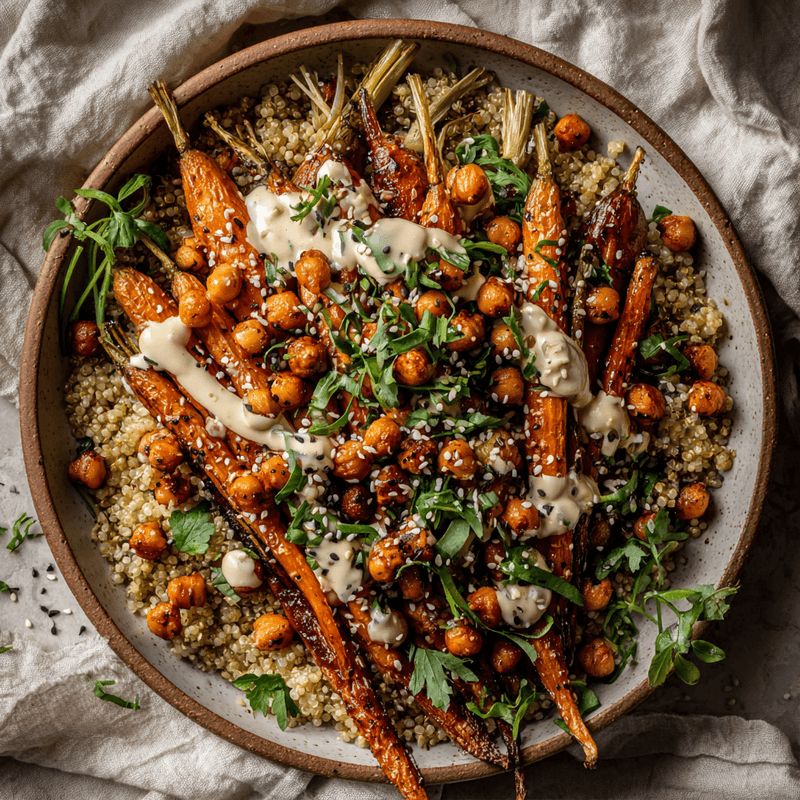 One-Pan Roasted Carrot and Chickpea Bowl Recipe