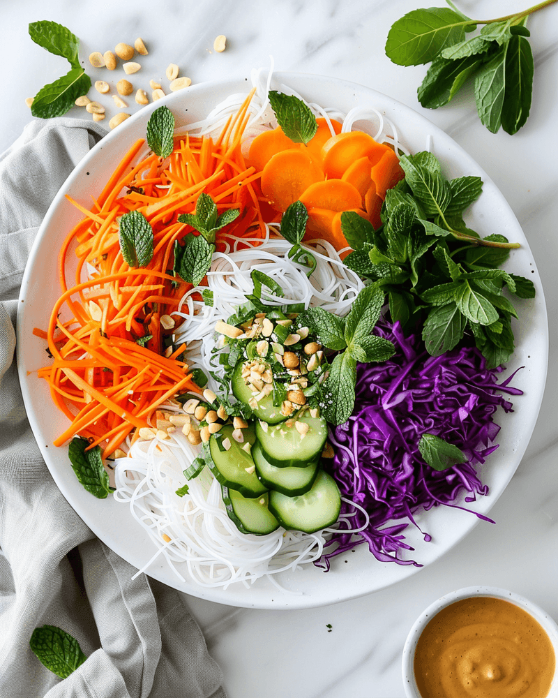 Refreshing Spring Roll Salad with Peanut Dressing