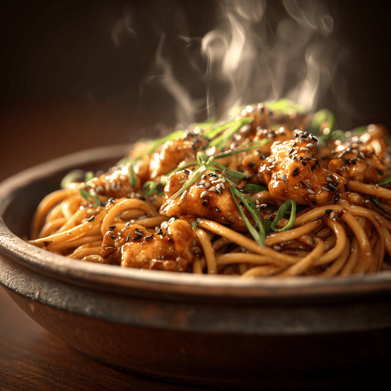 Sticky Garlic Chicken Noodles Recipe - Easy & Flavorful