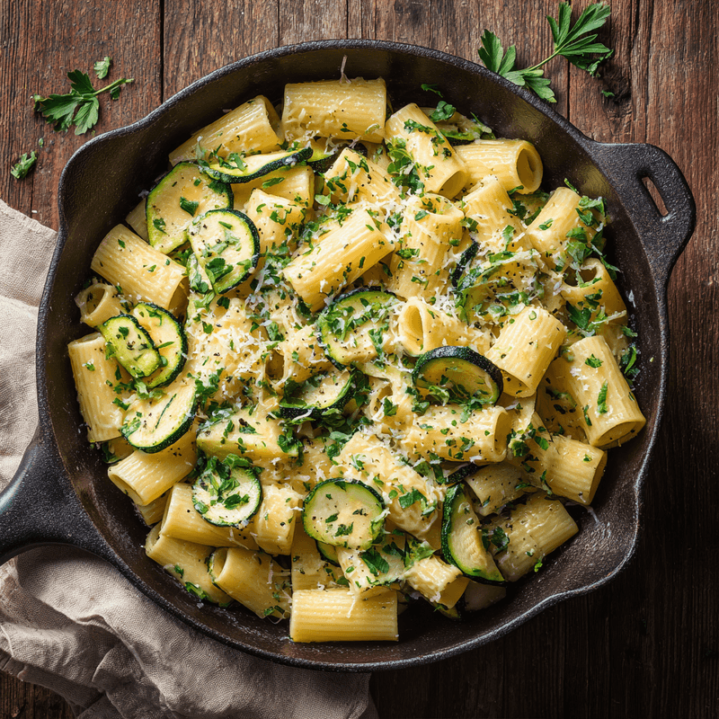 Tasty Lemon Zucchini Rigatoni Pasta Recipe
