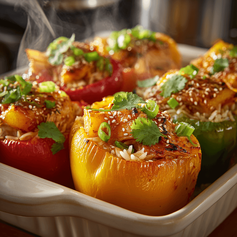 Teriyaki Pineapple Chicken & Rice Stuffed Peppers