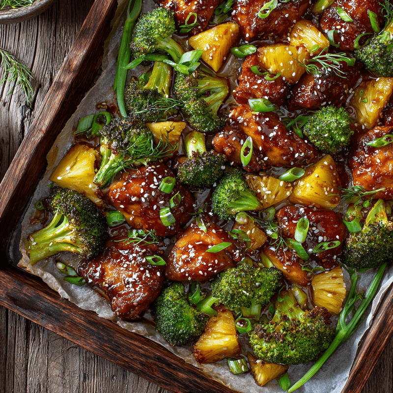 Teriyaki Sheet Pan Pineapple Chicken And Broccoli